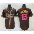 San Diego Padres #13 Manny Machado Brown CONTON NEW 2023 City Connect Cool Base Stitched Jersey 2