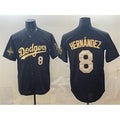 Los Angeles Dodgers #8 Enrique Hernandez Black Gold CONTON 2025 World Series Champions Patch Limited Stitched Jersey