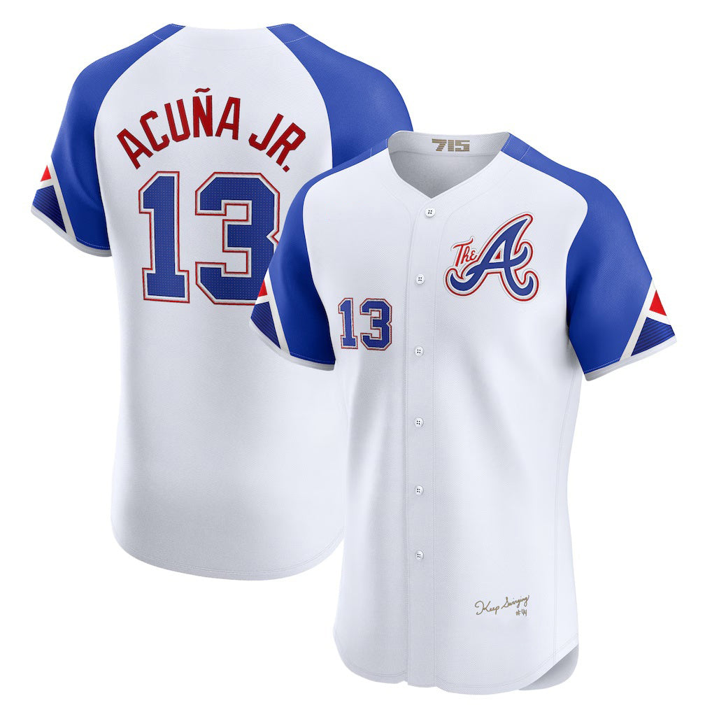 Atlanta Braves #13 Ronald Acuna Jr White CONTON City Connect Elite Jersey
