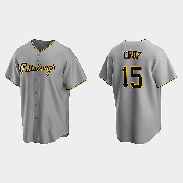 Pittsburgh Pirates #15 Oneil Cruz Gray CONTON Road Cool Base Jersey