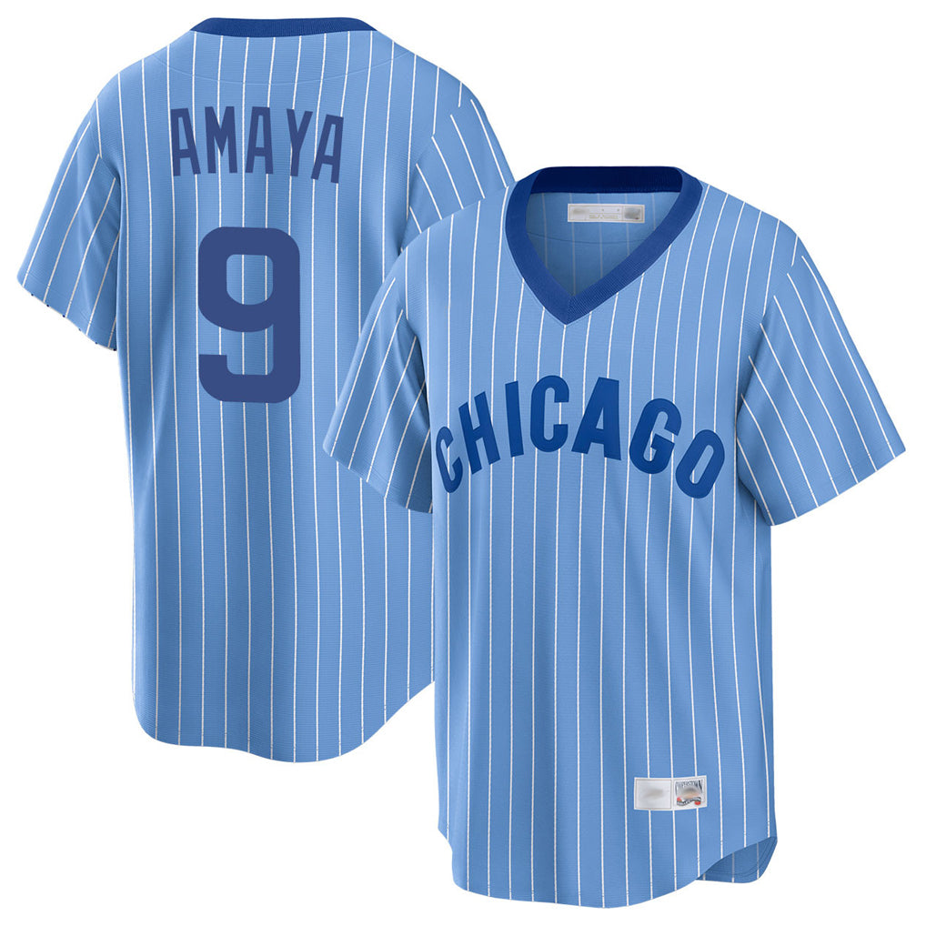Chicago Cubs #9 Miguel Amaya Player Blue CONTON T-shirt Cooperstown Collection Limited Stitched Jerseys