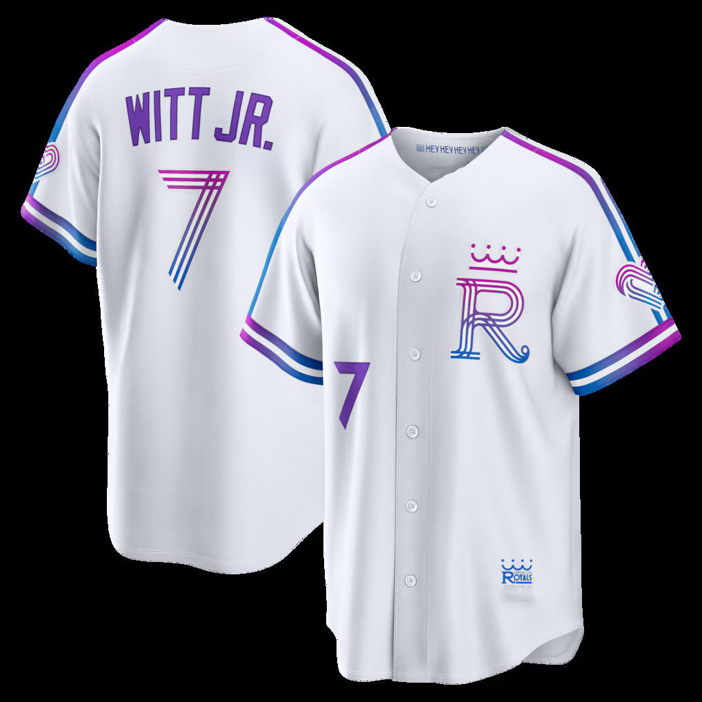 Kansas City Royals #7 Bobby Witt Jr. White CONTON 2026 City Connect Stadium Jersey