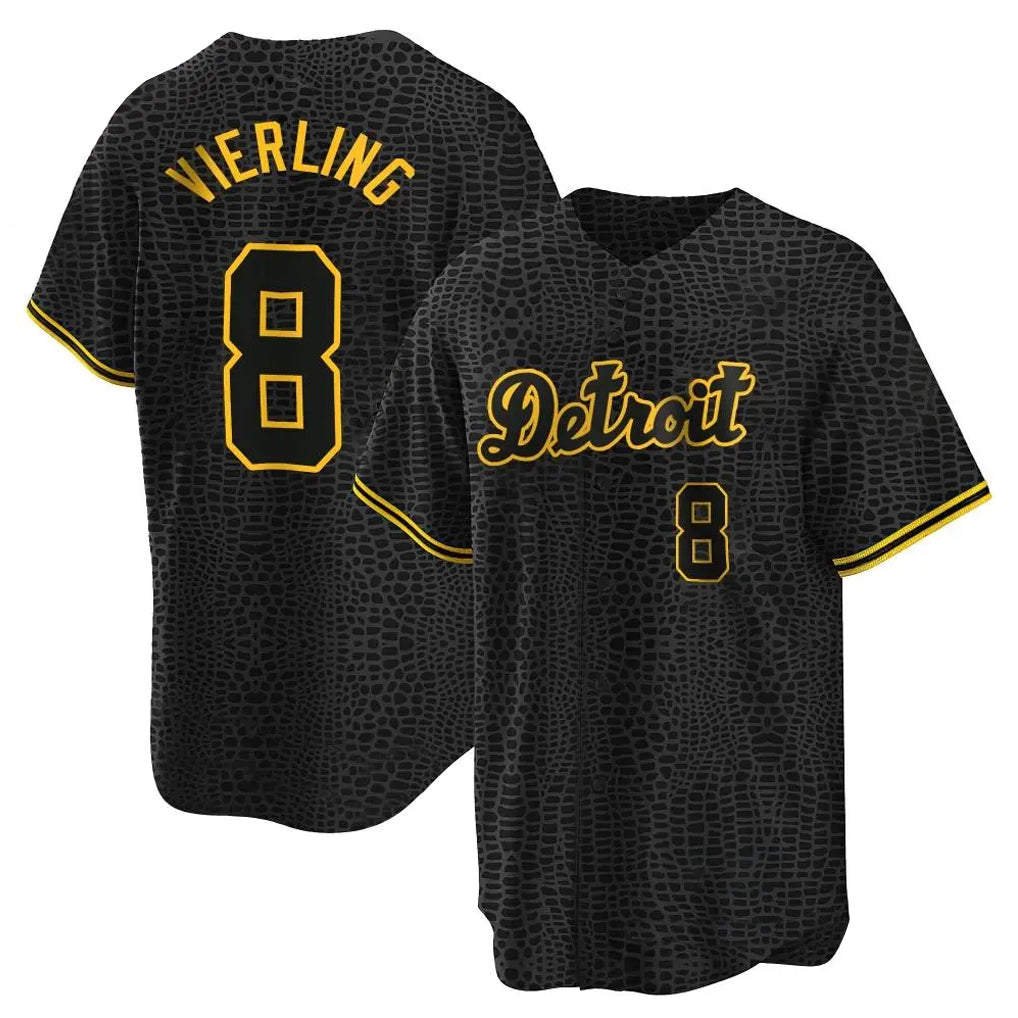 Detroit Tigers #8 Matt Vierling Player Black CONTON Snake Skin City Home Game Stitched Jerseys