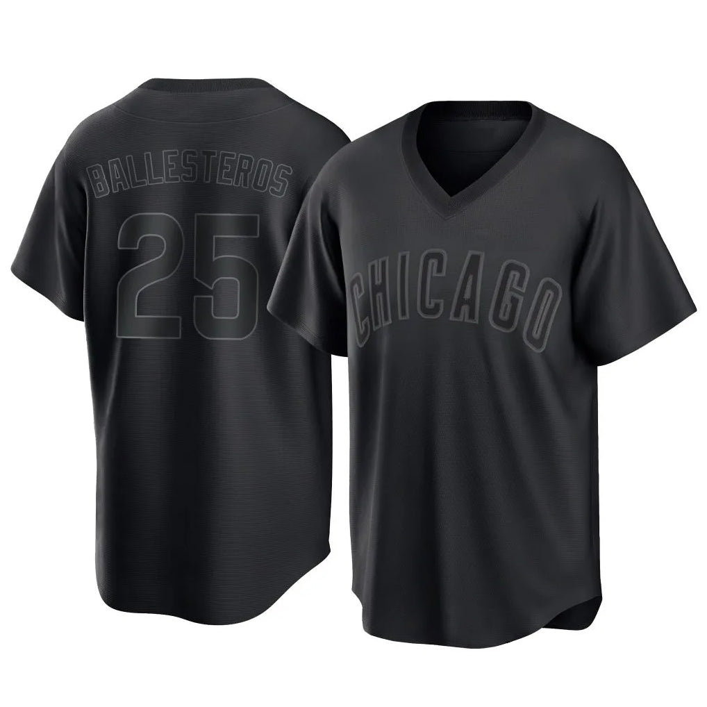 Chicago Cubs #25 Moises Ballesteros Player Black CONTON T-shirt Home Game Stitched Jerseys