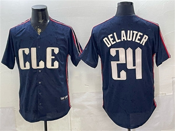 Cleveland Guardians #24 Chase DeLauter Navy CONTON 2024 City Connect Limited Stitched Jersey