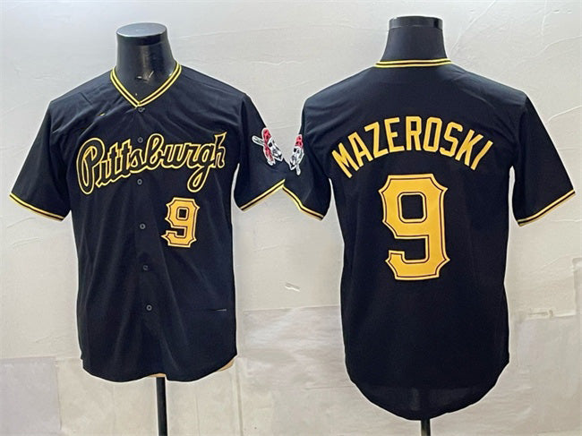 Pittsburgh Pirates #9 Bill Mazeroski Black CONTON Limited Stitched Jersey