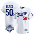 Los Angeles Dodgers #50 Mookie Betts Player White CONTON World Series Meet Limited Home Stitched Jerseys