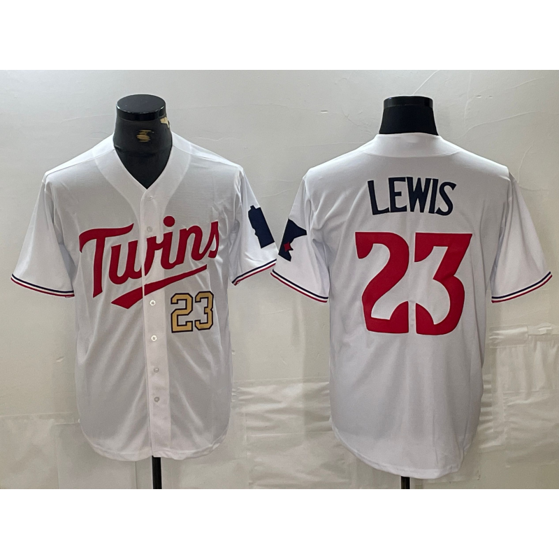Minnesota Twins #23 Royce Lewis Number White CONTON Stitched Cool Base Jerseys