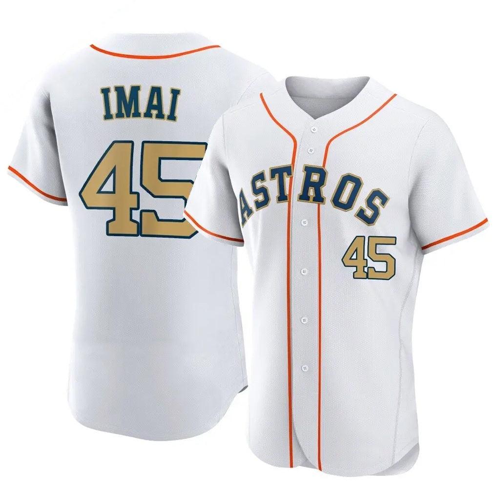 Houston Astros #45 Tatsuya Imai Player Gold CONTON Collection Limited Elite Home Stitched Jerseys