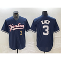 New York Yankees #3 Babe Ruth Number Navy CONTON Cool Base Stitched Jersey