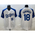 Los Angeles Dodgers #18 Yoshinobu Yamamoto Number White Blue CONTON Fashion Stitched Cool Base Limited Jersey 2