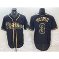 Philadelphia Phillies #3 Bryce Harper Black Gold CONTON Cool Base Stitched Jersey