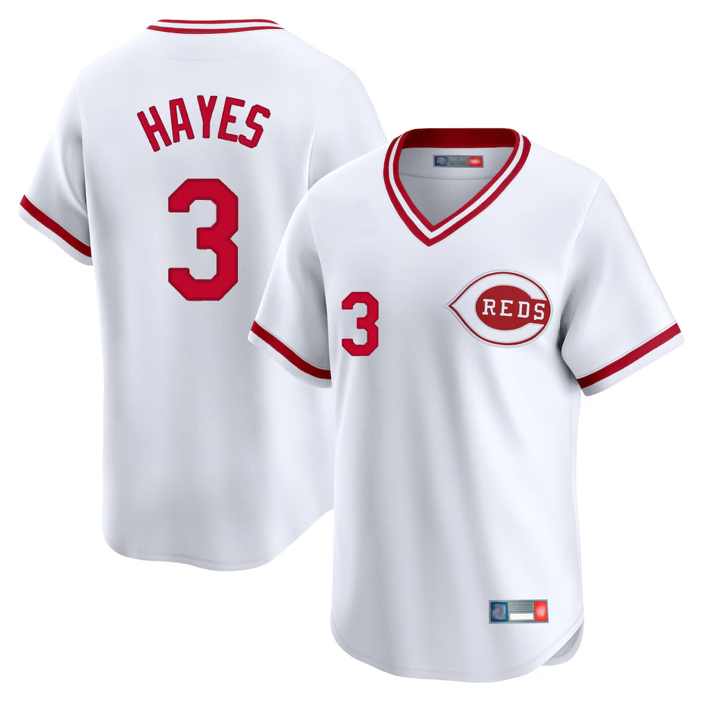 Cincinnati Reds #3 Ke'Bryan Hayes Player White CONTON Cooperstown Collection Limited T-shirt Home Stitched Jerseys