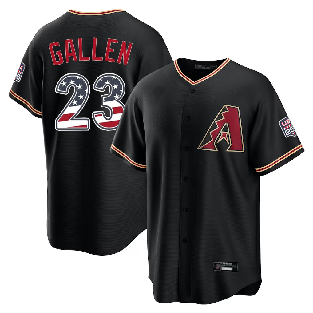 Arizona Diamondbacks #23 Zac Gallen Player Black CONTON USA 250 Fourth of July Game Home Stitched Jerseys