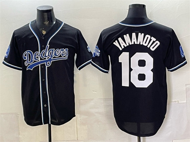 Los Angeles Dodgers #18 Yoshinobu Yamamoto B2B Champs 2026 Black CONTON Out Style Vapor Limited Stitched Jersey