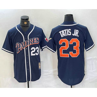 San Diego Padres #23 Fernando Tatis Jr Navy Blue CONTON Stitched Cool Base Throwback Jersey