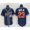San Diego Padres #23 Fernando Tatis Jr Navy Blue CONTON Stitched Cool Base Throwback Jersey