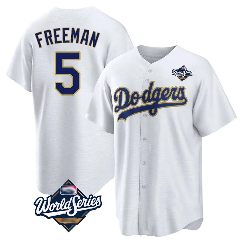 Los Angeles Dodgers #5 Freddie Freeman Player Gold White CONTON World Series 2026 Collection Stadium Game Stitched Jerseys