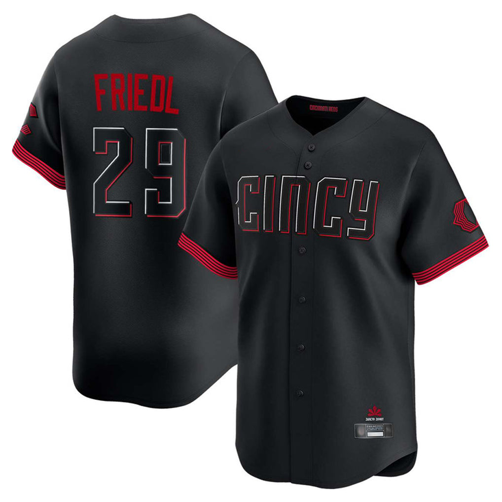 Cincinnati Reds #29 TJ Friedl Player Black CONTON City Connect Home Limited Stitched Jerseys
