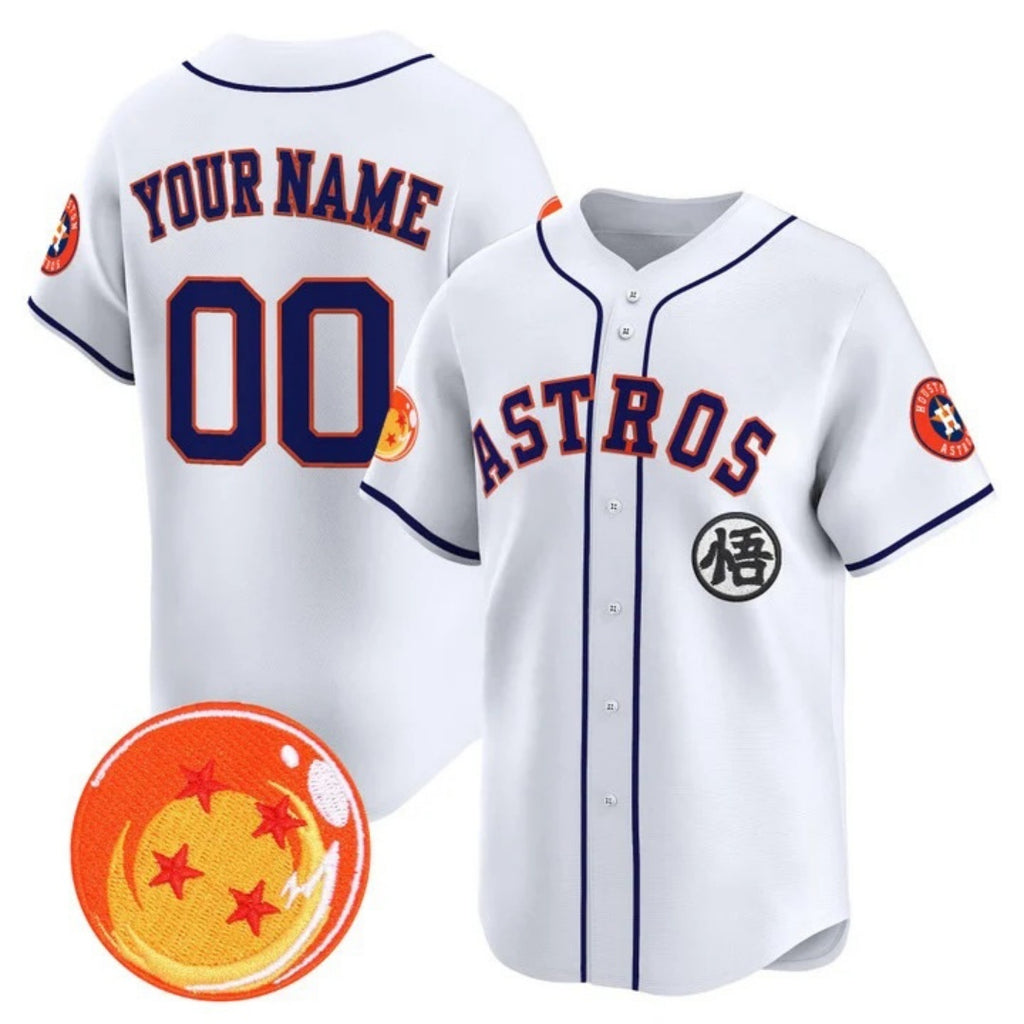 Custom Houston Astros x Dragon Ball White CONTON Vapor Premier Limited Jersey - All Stitched