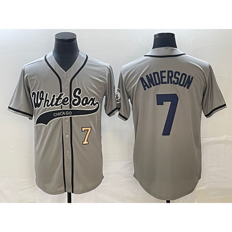 Chicago White Sox #7 Tim Anderson Number Grey CONTON Cool Base Stitched Jersey