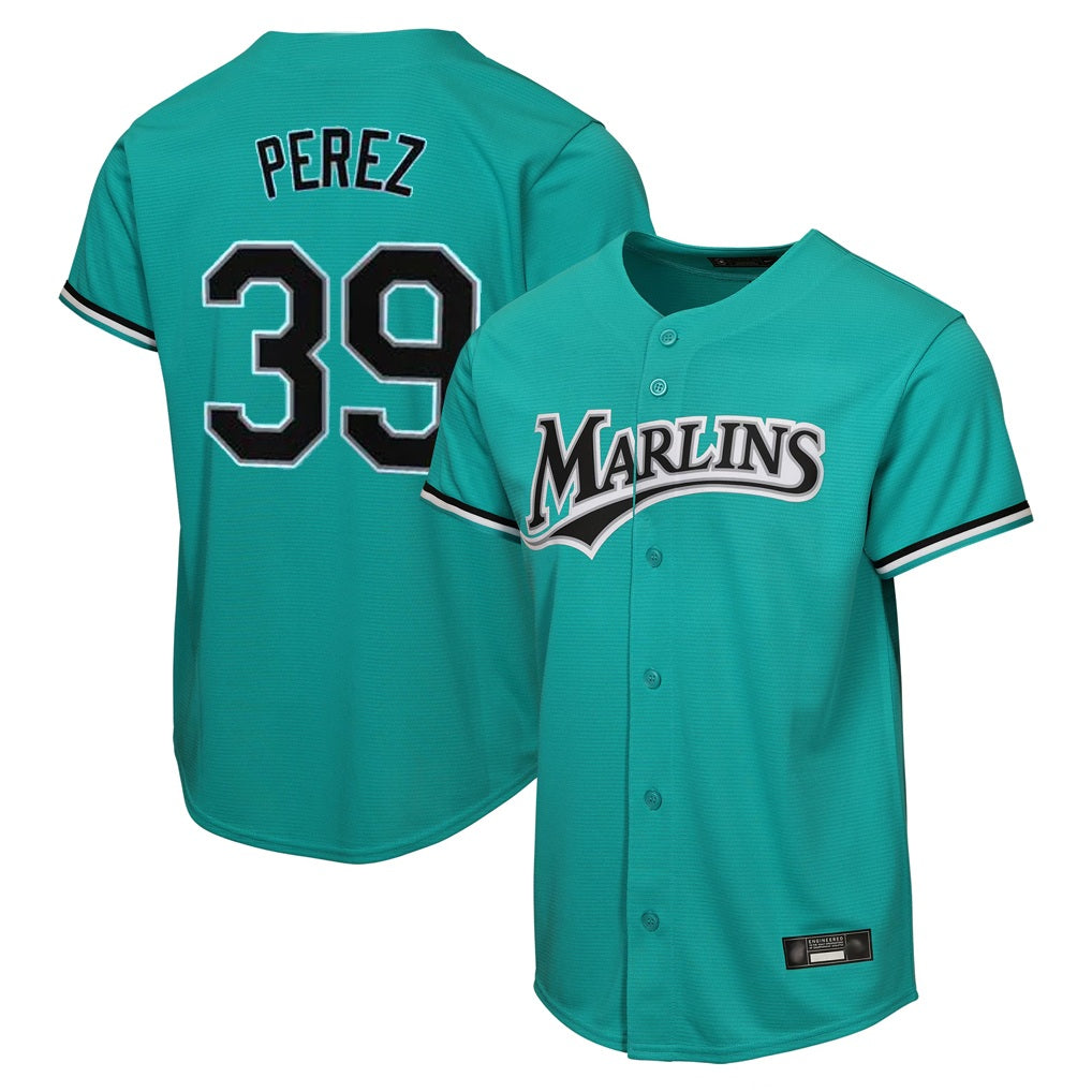 Miami Marlins #39 Eury Perez Player Teal CONTON Home Game Stitched Jerseys