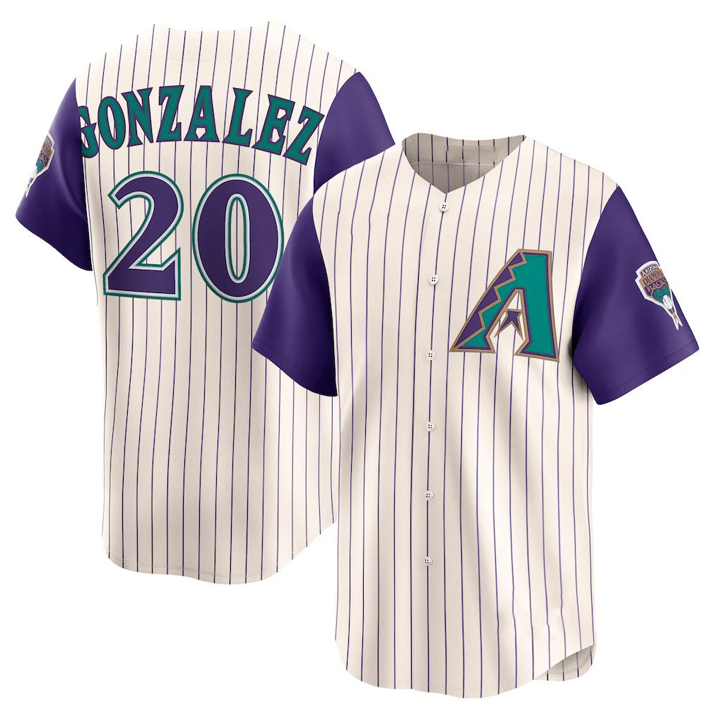 Arizona Diamondbacks #20 Luis Gonzalez Cream CONTON Throwback Cooperstown Collection Limited Jersey