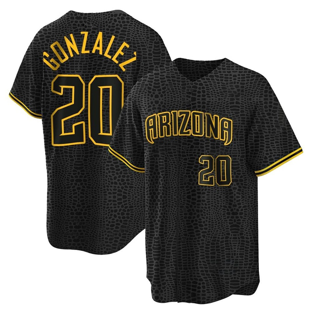 Arizona Diamondbacks #20 Luis Gonzalez Player Black CONTON Snake Skin City Home Game Stitched Jerseys