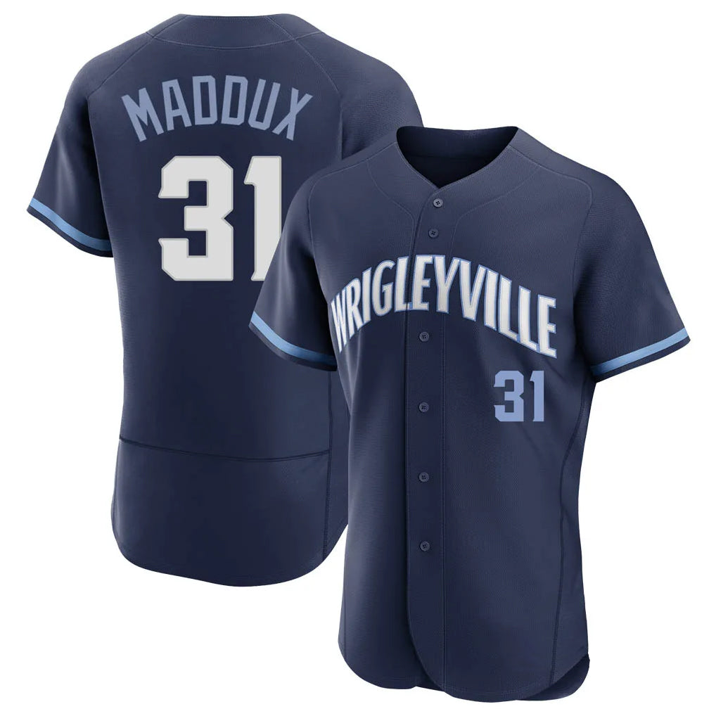 Chicago Cubs #31 Greg Maddux Player Navy CONTON City Connect Limited Elite Home Stitched Jerseys