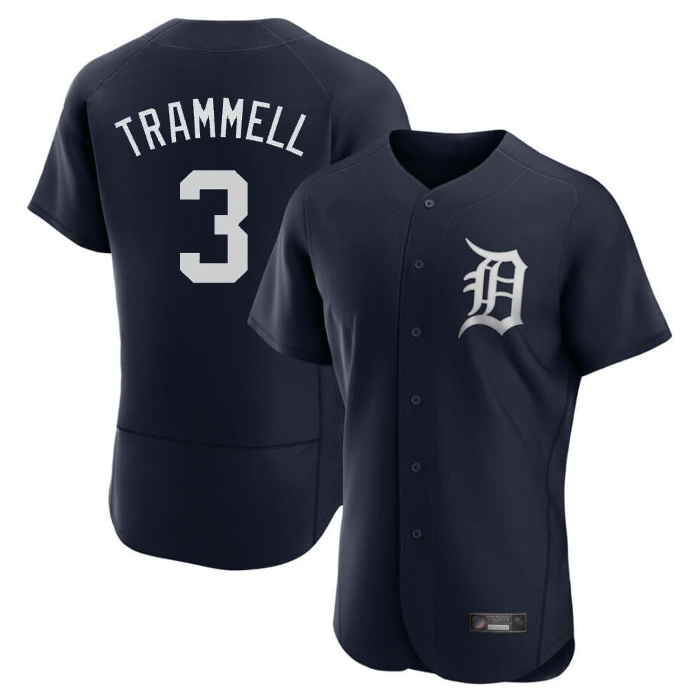 Detroit Tigers #3 Alan Trammell Player Navy CONTON Limited Elite Home Stitched Jerseys