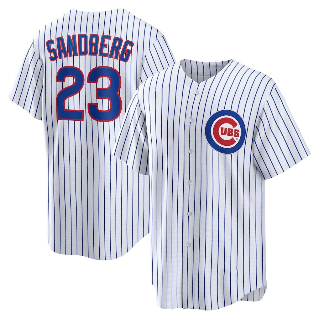 Chicago Cubs #23 Ryne Sandberg White CONTON Home Retired Player Replica Jersey