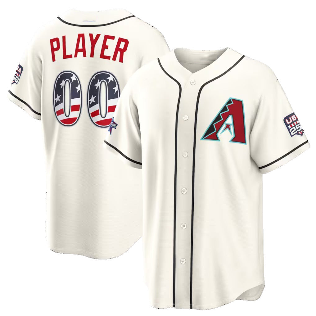 Custom Arizona Diamondbacks 2026 All-Star Edition Stars & Stripes Cream CONTON Stadium Pick-A-Player Jersey