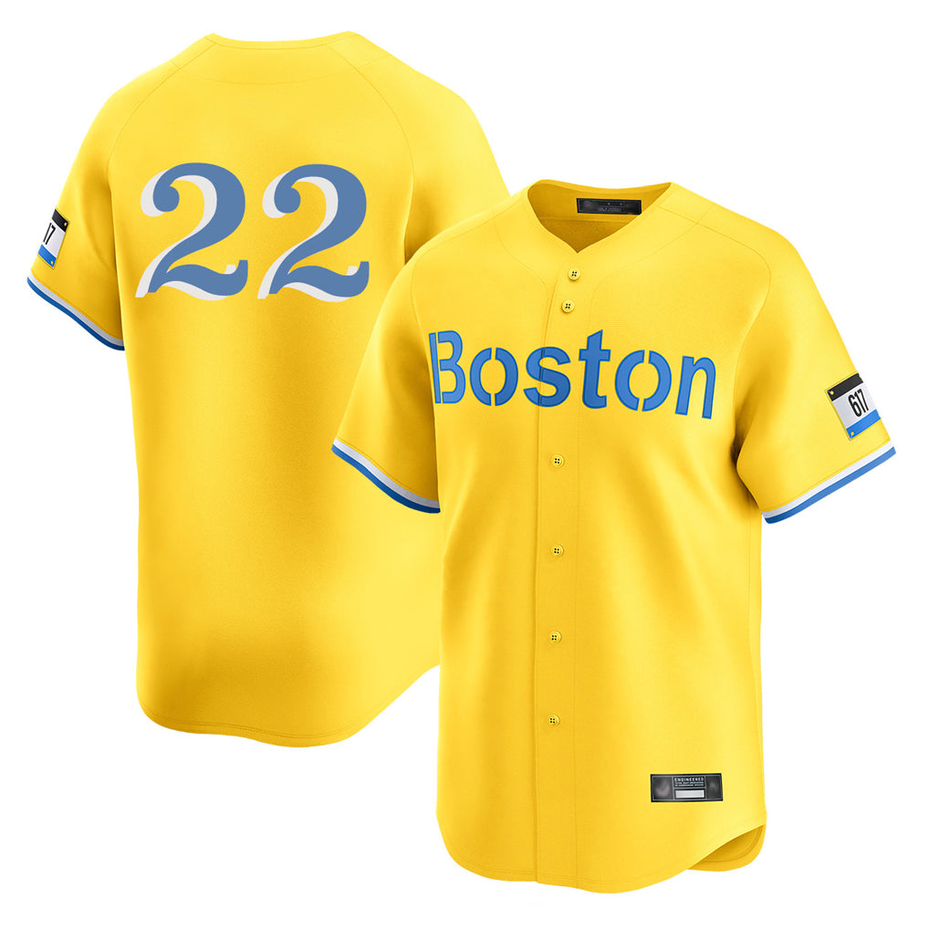 Boston Red Sox #22 Garrett Whitlock Player Yellow CONTON Limited Home Game Stitched Jerseys1
