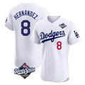 Los Angeles Dodgers #8 Enrique Hern¨¢ndez Player White CONTON World Series Limited Elite Home Stitched Jerseys