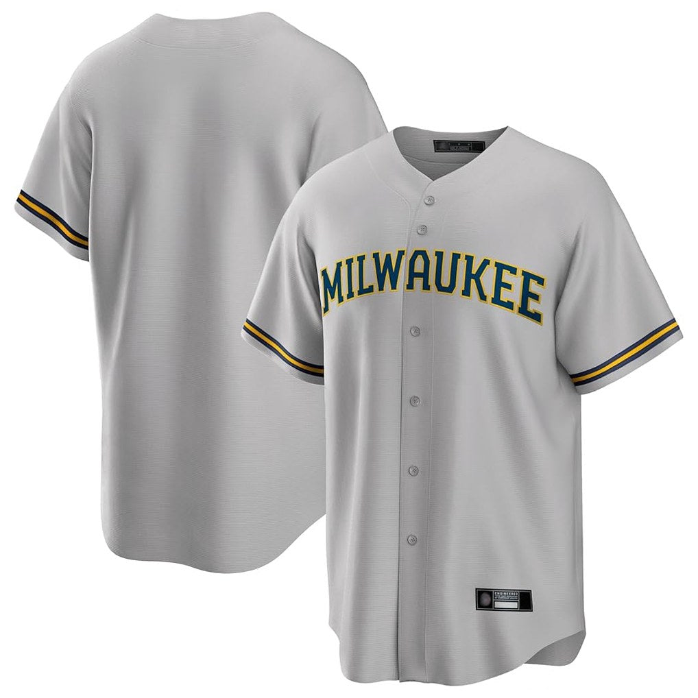 Milwaukee Brewers Blank Player Gray CONTON Home Game Stitched Jerseys