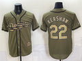 Los Angeles Dodgers #22 Clayton Kershaw Olive CONTON 2026 Armed Forces Day Stitched Jersey