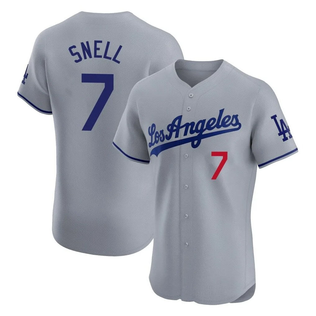 Los Angeles Dodgers #7 Blake Snell Player Gray CONTON Limited Elite Home Stitched Jerseys