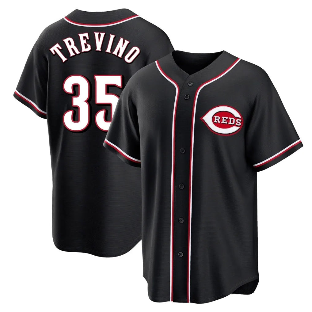 Cincinnati Reds #35 Jose Trevino Player Black CONTON Fashion Out Home Game Stitched Jerseys