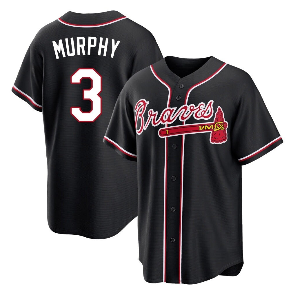 Atlanta Braves #3 Dale Murphy Player Black CONTON Fashion Out Game Stitched Jerseys