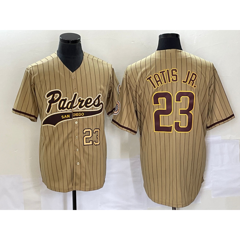 San Diego Padres #23 Fernando Tatis Jr Number Tan CONTON NEW 2023 Cool Base Stitched Jersey