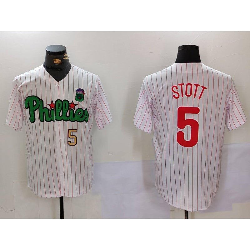 Philadelphia Phillies #5 Bryson Stott White Green CONTON Cool Base Stitched Jerseys
