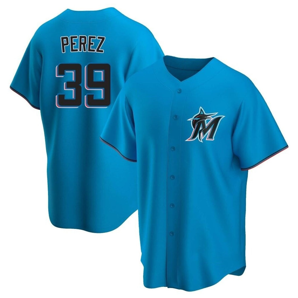 Miami Marlins #39 Eury Perez Player Blue CONTON Home Game Stitched Jerseys