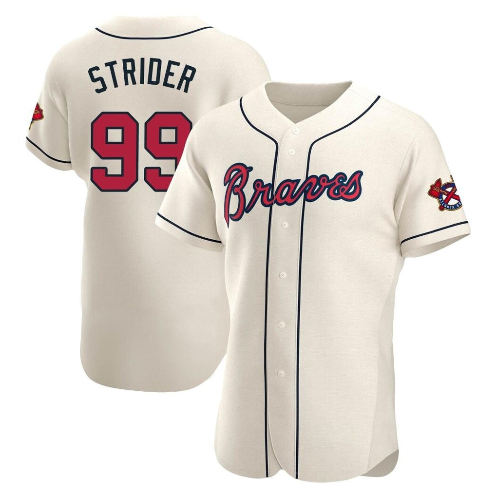Atlanta Braves #99 Spencer Strider Player Cream CONTON Limited Elite Home Game Stitched Jerseys