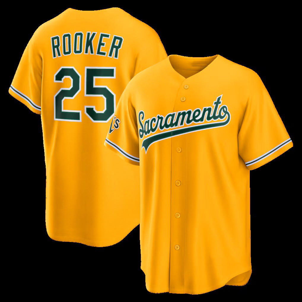 Oakland Athletics #25 Brent Rooker Gold CONTON Alternate Stadium Jersey