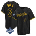 Los Angeles Dodgers #3 Edwin D¨ªaz Player Black Gold CONTON World Series Meet Limited Home Stitched Jerseys