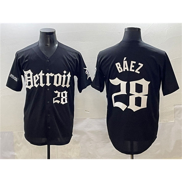 Detroit Tigers #28 Javier B¨¢ez Black CONTON 'Motor Gothic Edition' Vapor Premier Limited Stitched Jersey