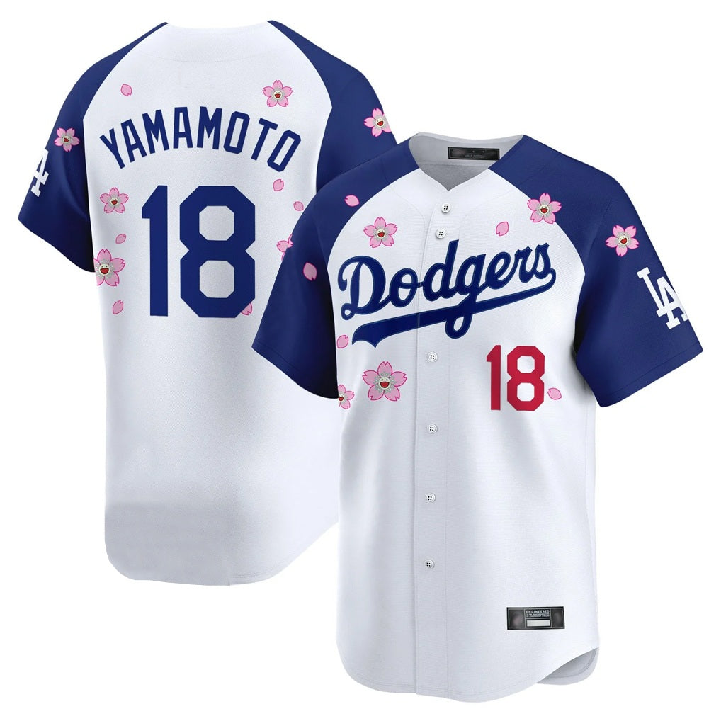 Los Angeles Dodgers #18 Yoshinobu Yamamoto Player White-Royal CONTON Tokyo Series Vapor Premier Limited Stitched Jerseys