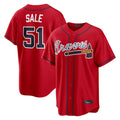 Atlanta Braves #51 Chris Sale Player Red CONTON Home Game Stitched Jerseys