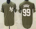 New York Yankees #99 Aaron Judge Olive CONTON Pinstripe 2026 Armed Forces Day Salute To Service Jersey