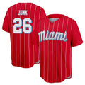 Miami Marlins #26 Janson Junk Player Red CONTON City Connect Home Game Stitched Jerseys